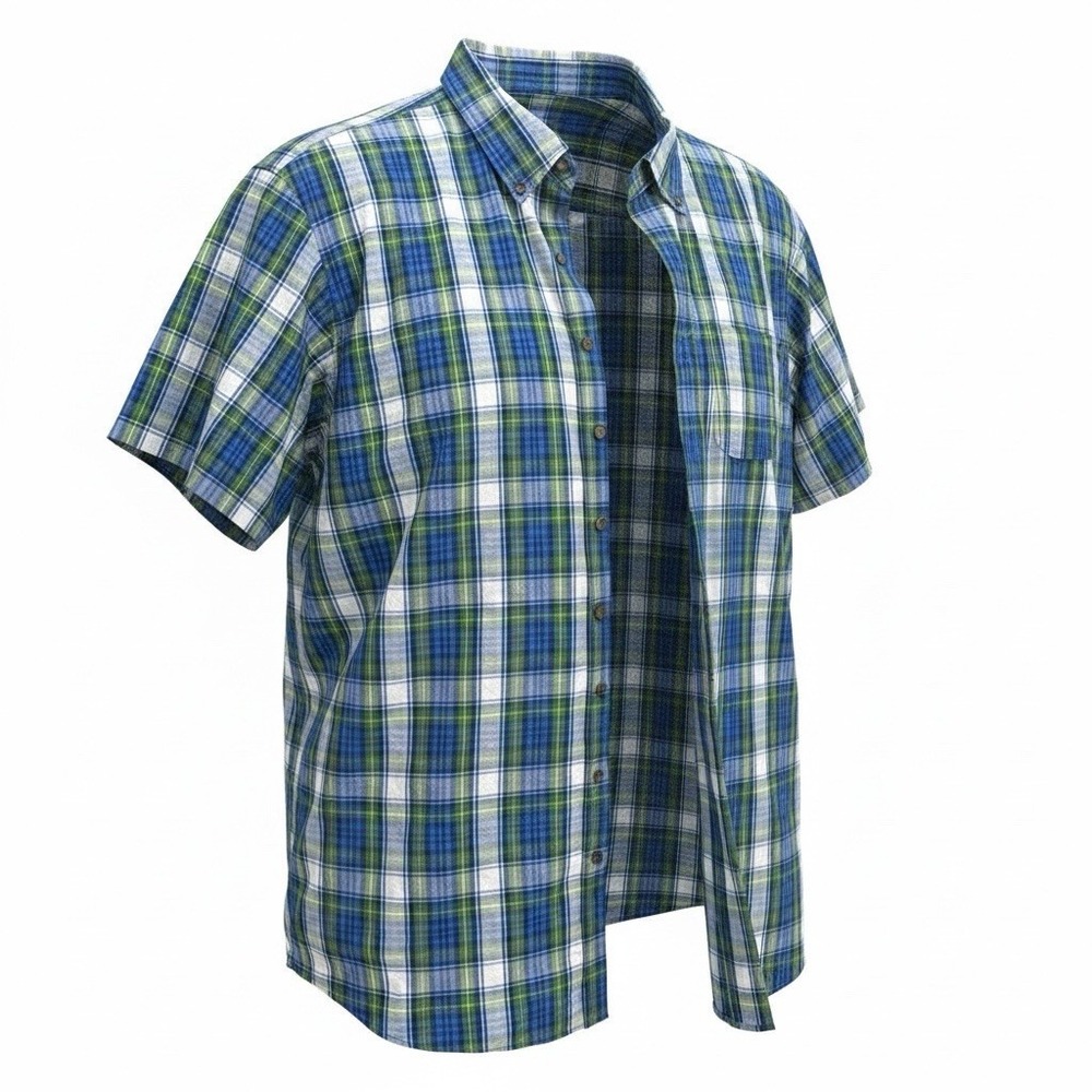 HB Mens Plaid Button Down Shirt 4XLT Blue Green Big Tall Long Sleeve Casual